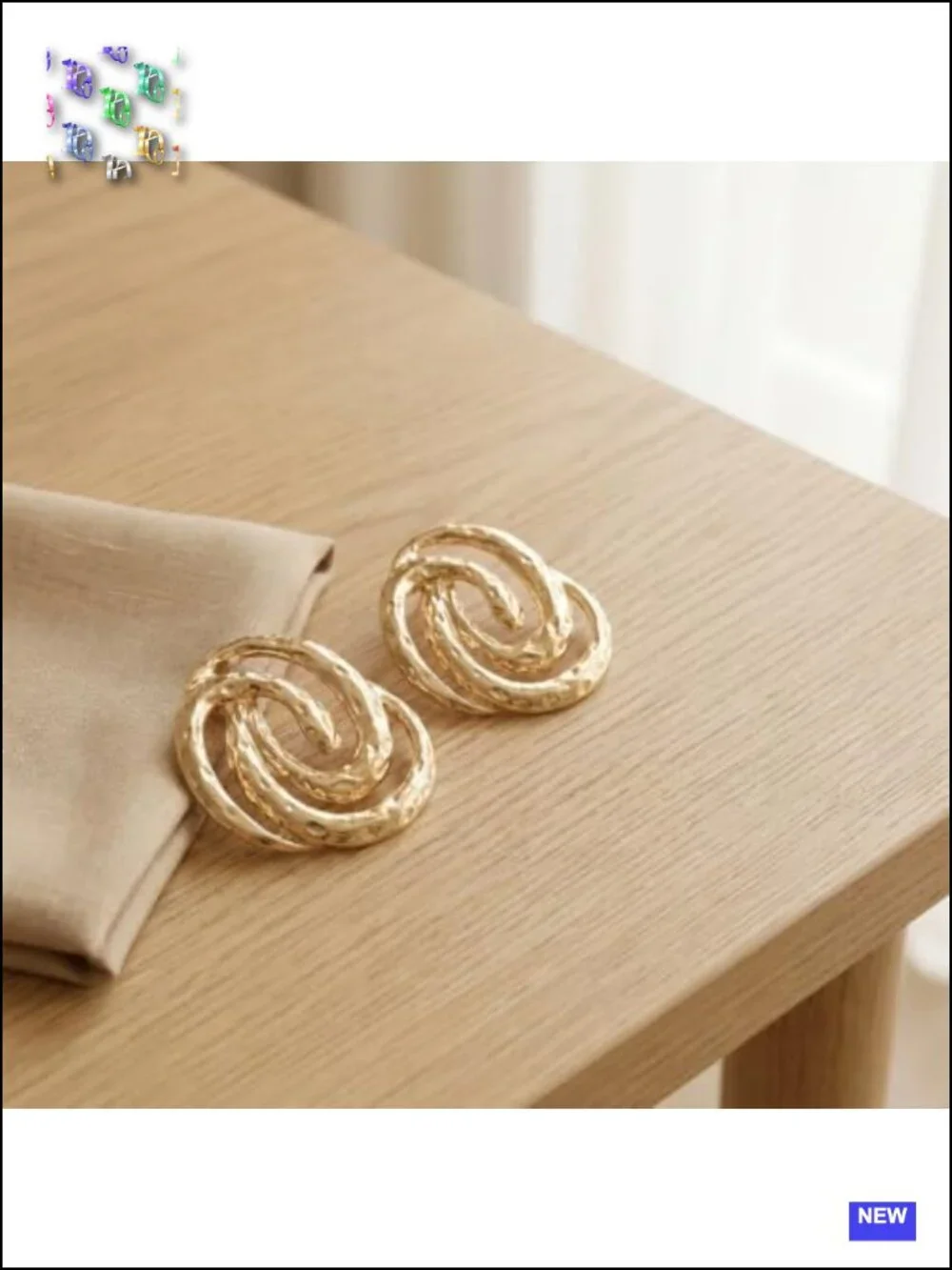 Hammered Abstract Swirl Knot Dangle Earrings, Lightweight Post Back, Statement